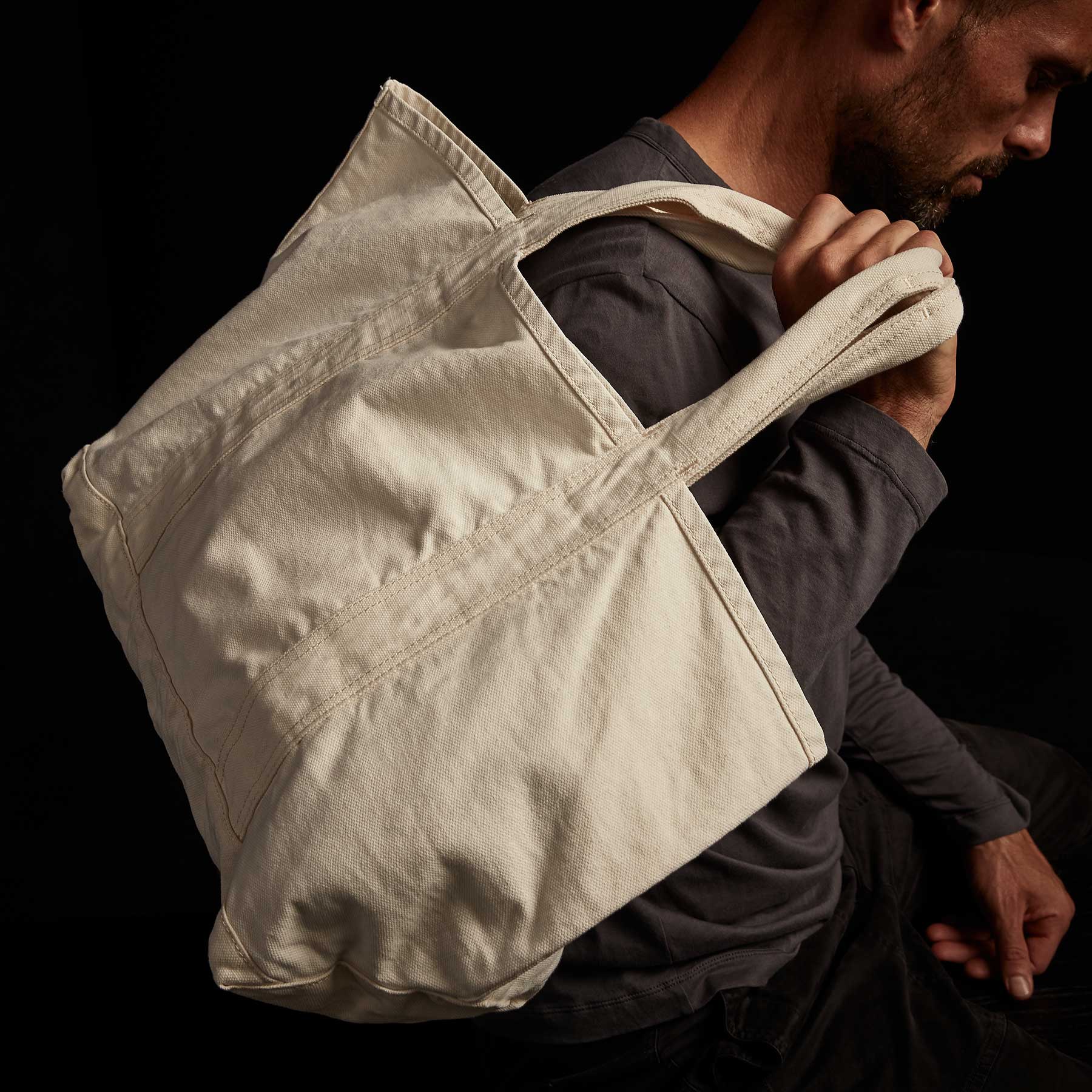 Los Angeles Apparel | Bull Denim Essential Tote Bag in Off White