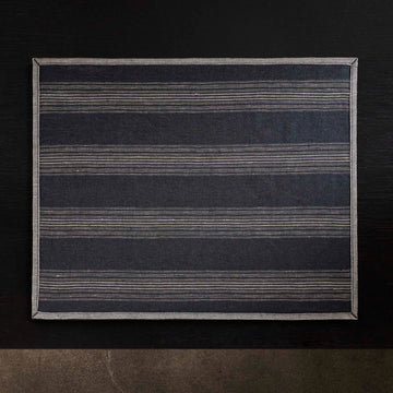 James Perse Double Striped Door Mat 2ft x 3ft - Ochre/Black Marle/Flint