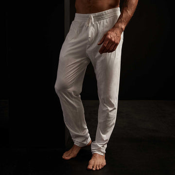 Luxe Lotus Jersey Tapered Lounge Pant - White