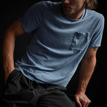 High Twist Recycled Jersey Pocket Tee - Heather Blue
