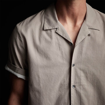 Double Layer Short Sleeve Shirt - Silt/White