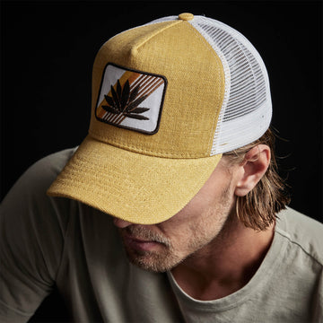 Agave Patch Linen Trucker Hat Amber