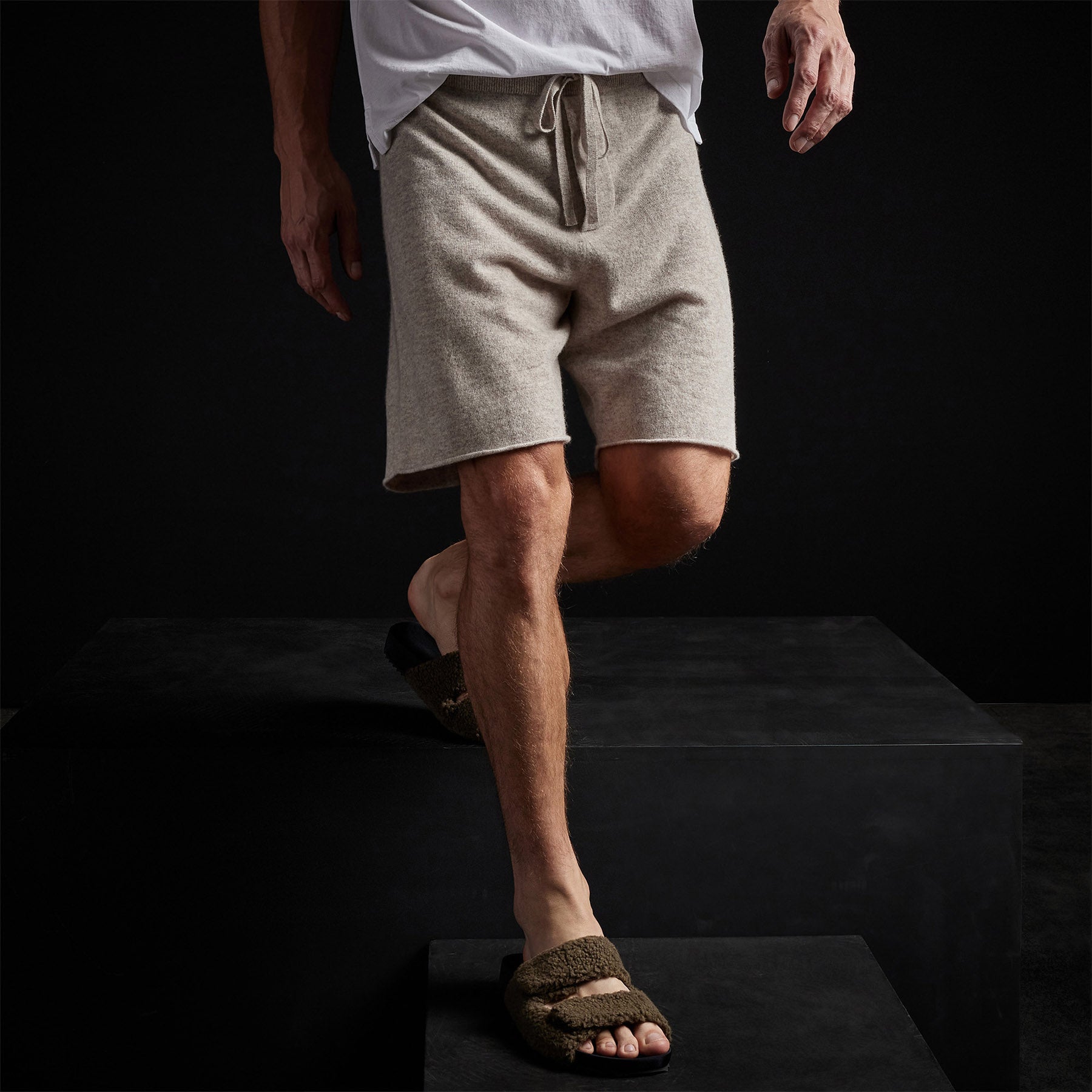 Grey Cotton-blend jersey shorts, Extreme Cashmere