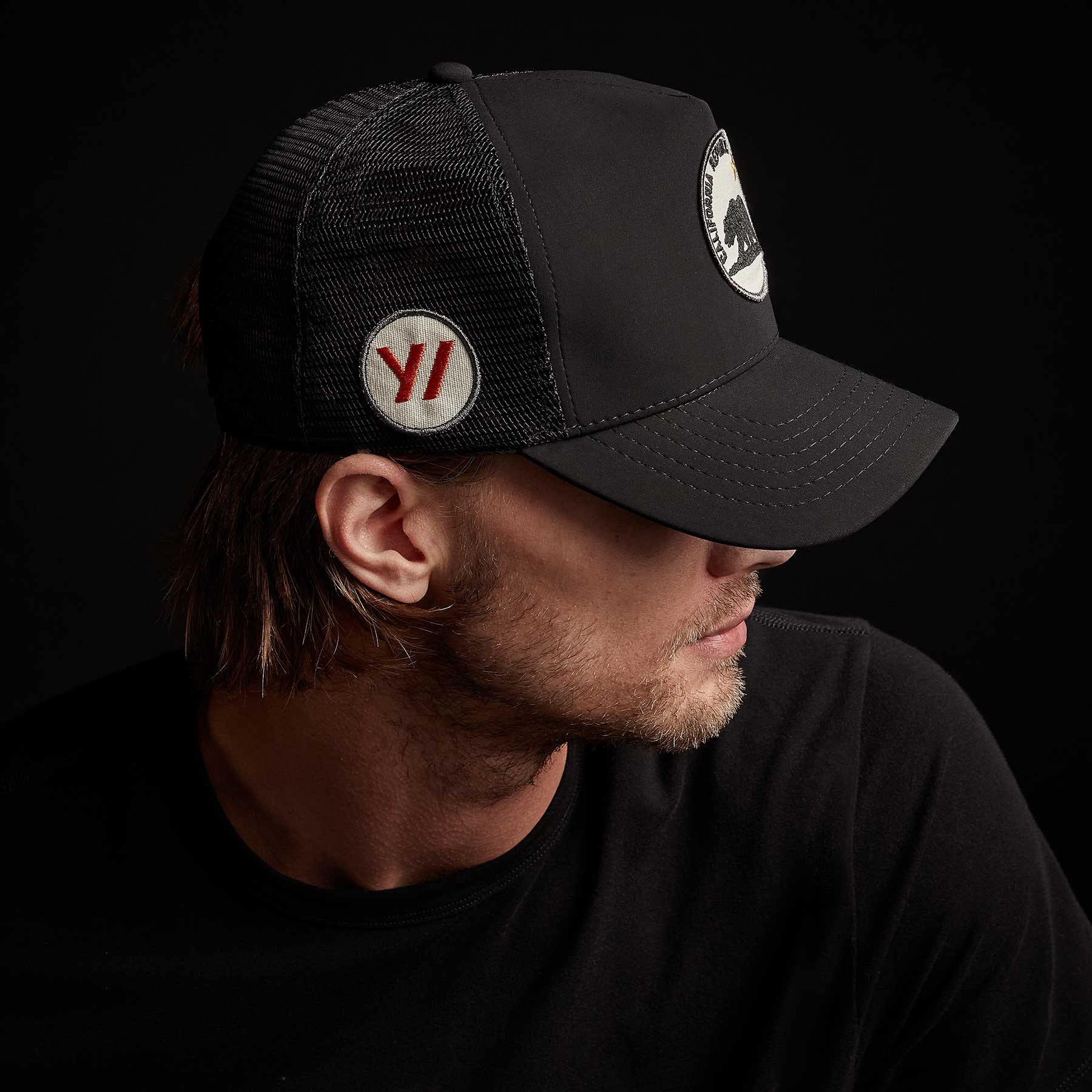 Bear Patch Trucker Hat - Black