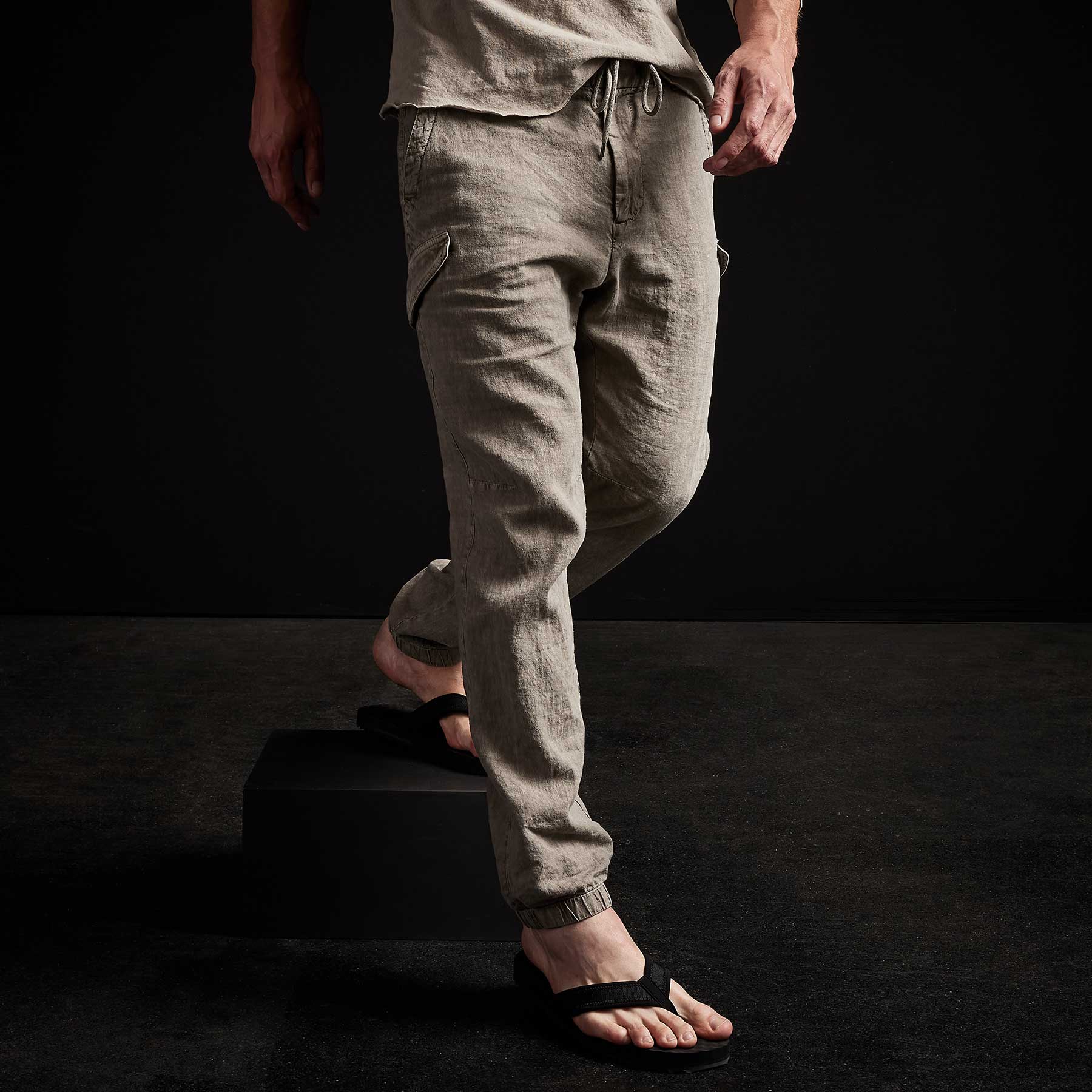 Slub Linen Cargo Pant - Fume Pigment