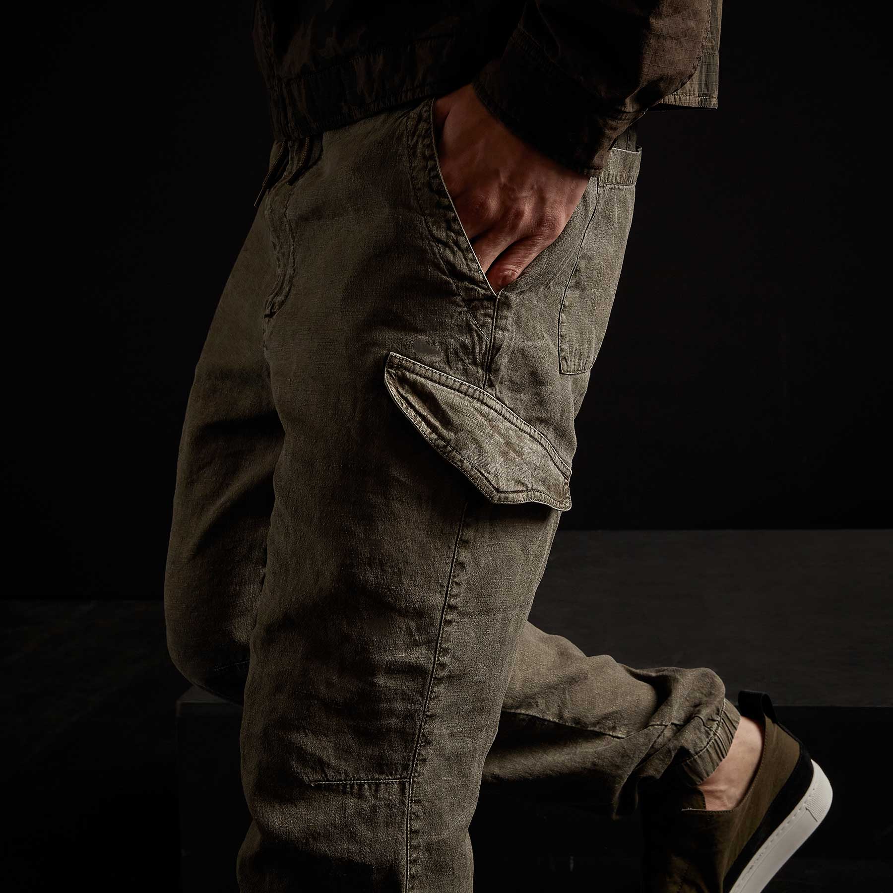 Slub Linen Cargo Pant - Hunter Pigment | James Perse Los Angeles