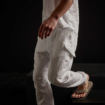 Slub Linen Cargo Pant - White | James Perse Los Angeles