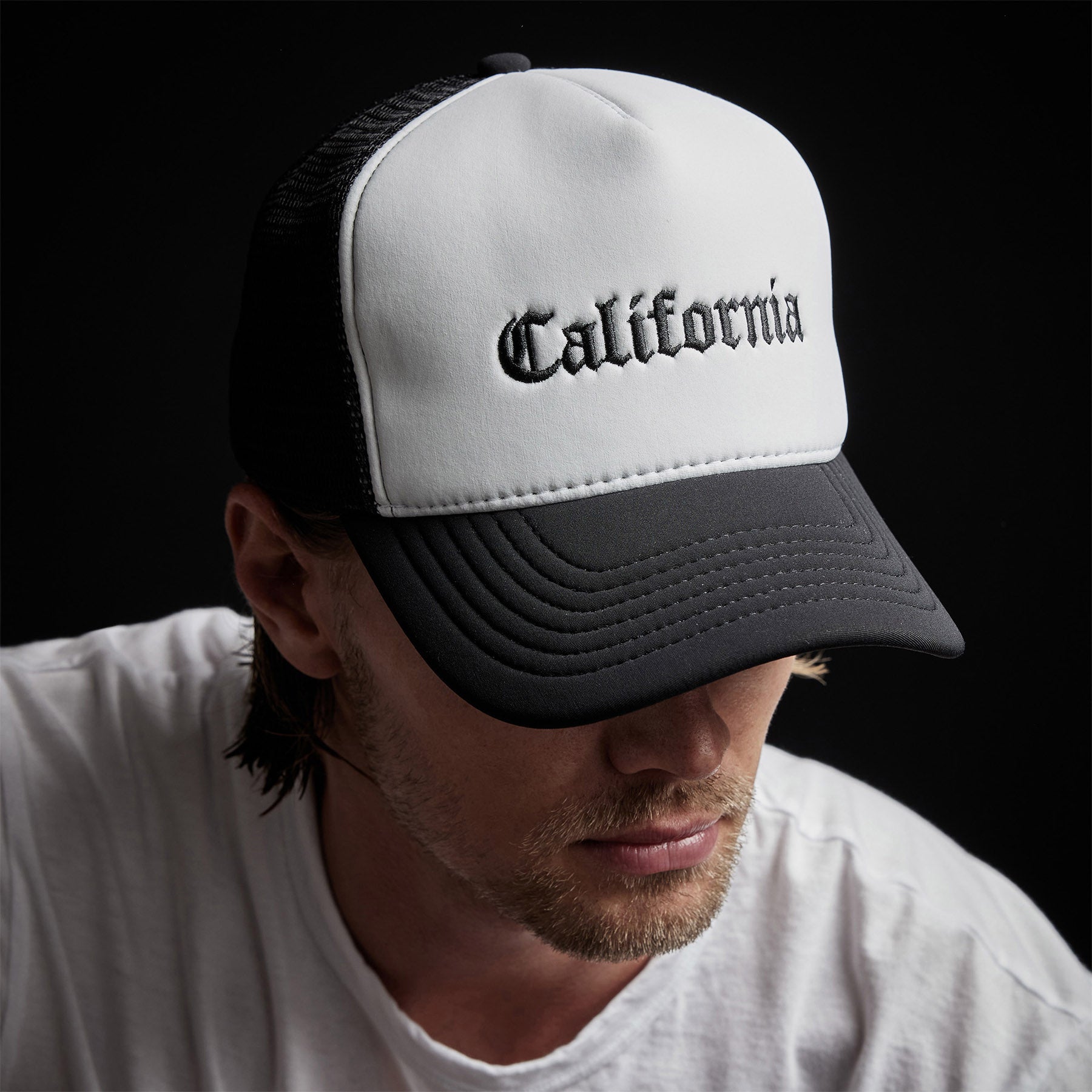 CA Gothic Scuba Trucker Hat - Black/White | James Perse Los Angeles