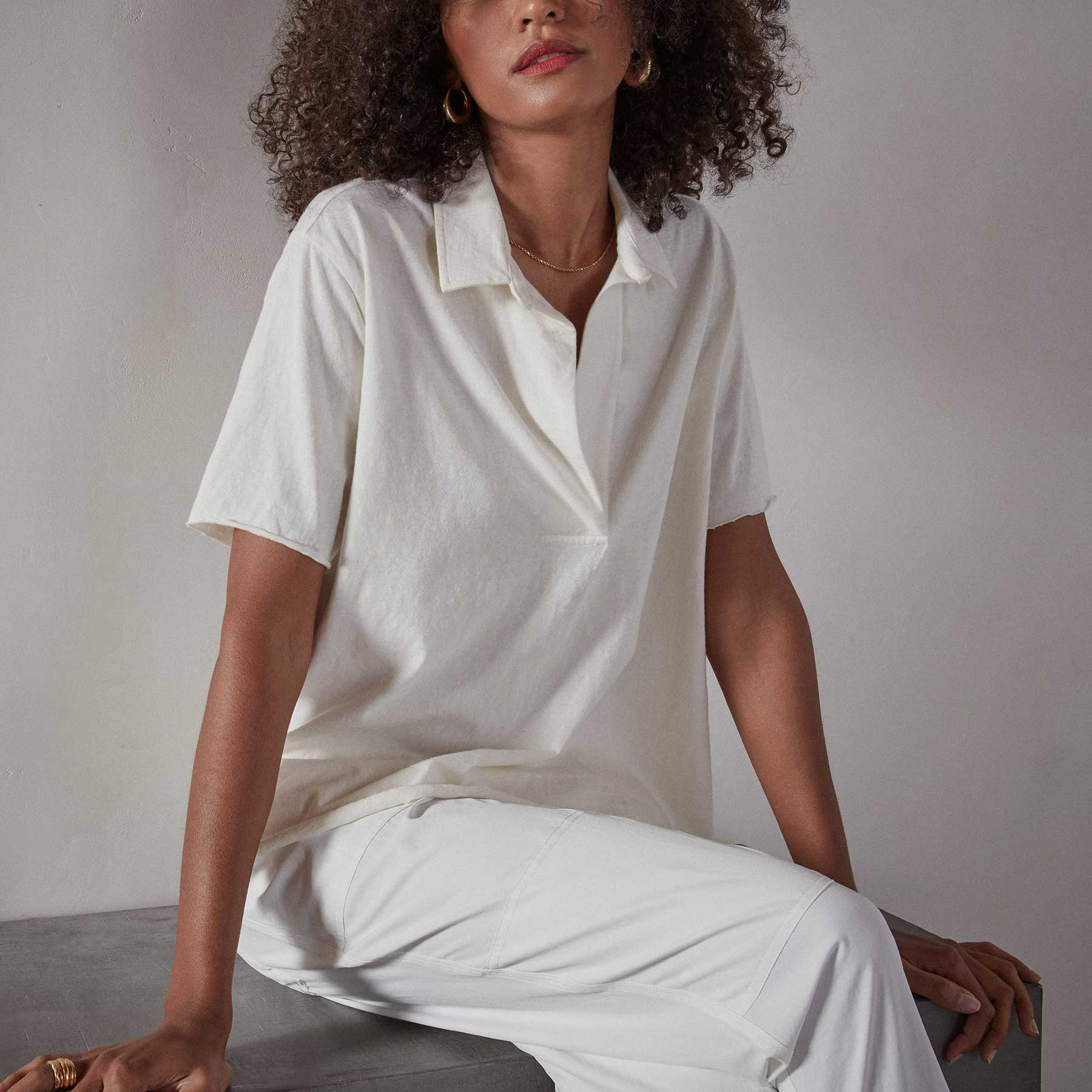 High Twist Jersey Oversized Polo - Everest White Pigment | James