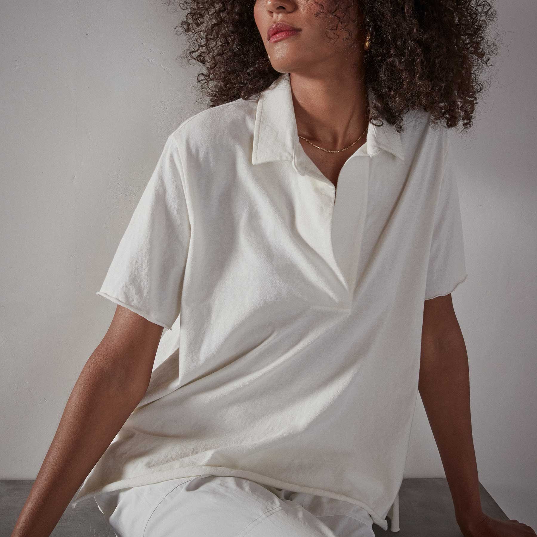 High Twist Jersey Oversized Polo - Everest White Pigment | James