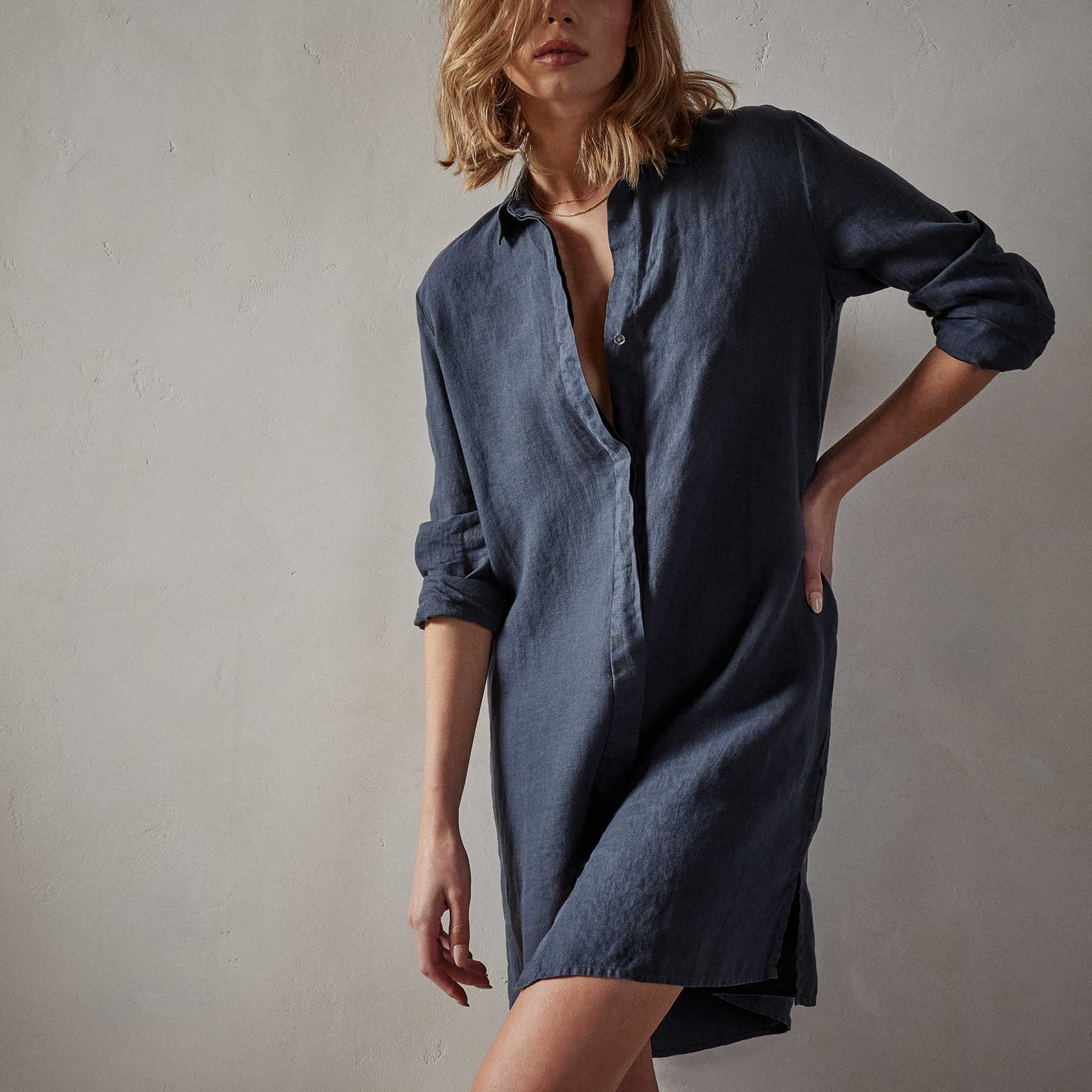 Lightweight Linen Shirt Dress - Magma Pigment | James Perse Los