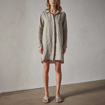 Lightweight Linen Shirt Dress - Silt Pigment