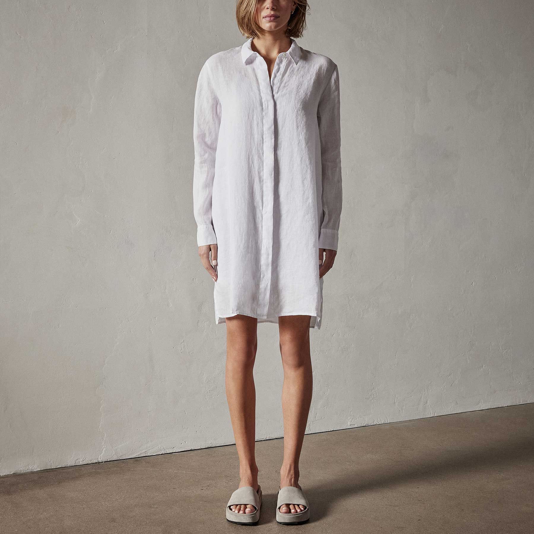 Lightweight Linen Shirt Dress - Silt Pigment | James Perse Los Angeles