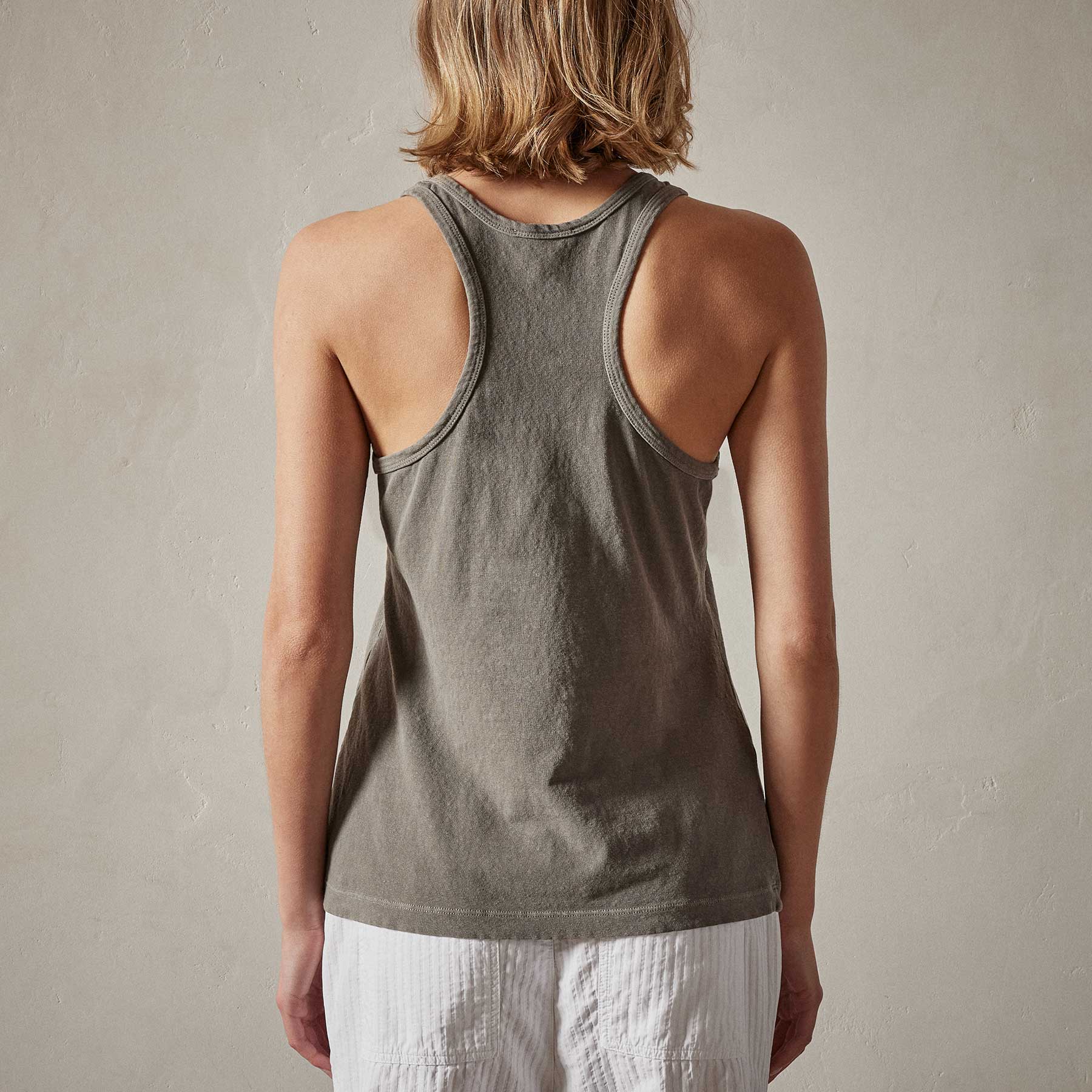 Clean Cut Away Ribbed Tank - Laurel