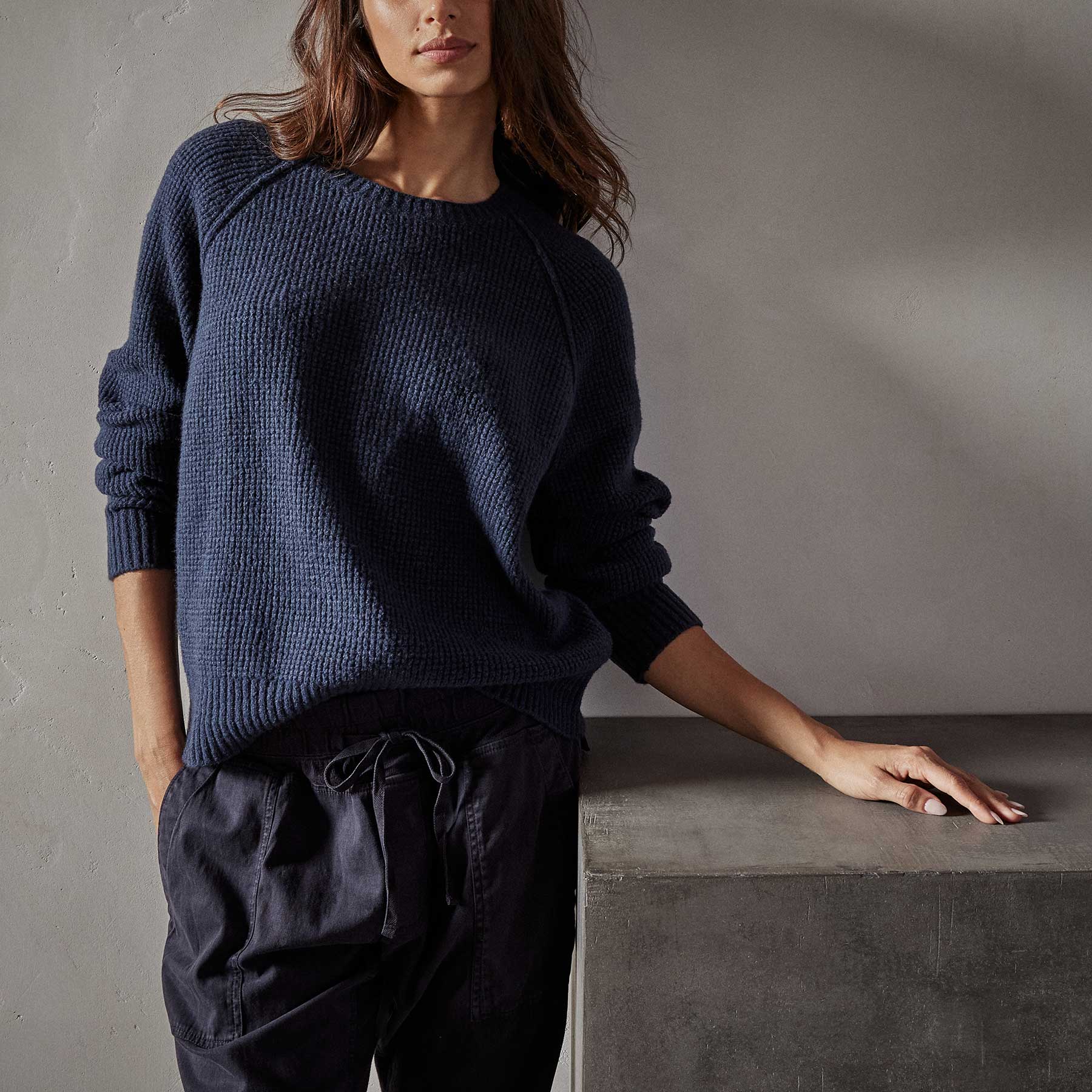 Cotton Wool Thermal Crew - Navy | James Perse Los Angeles