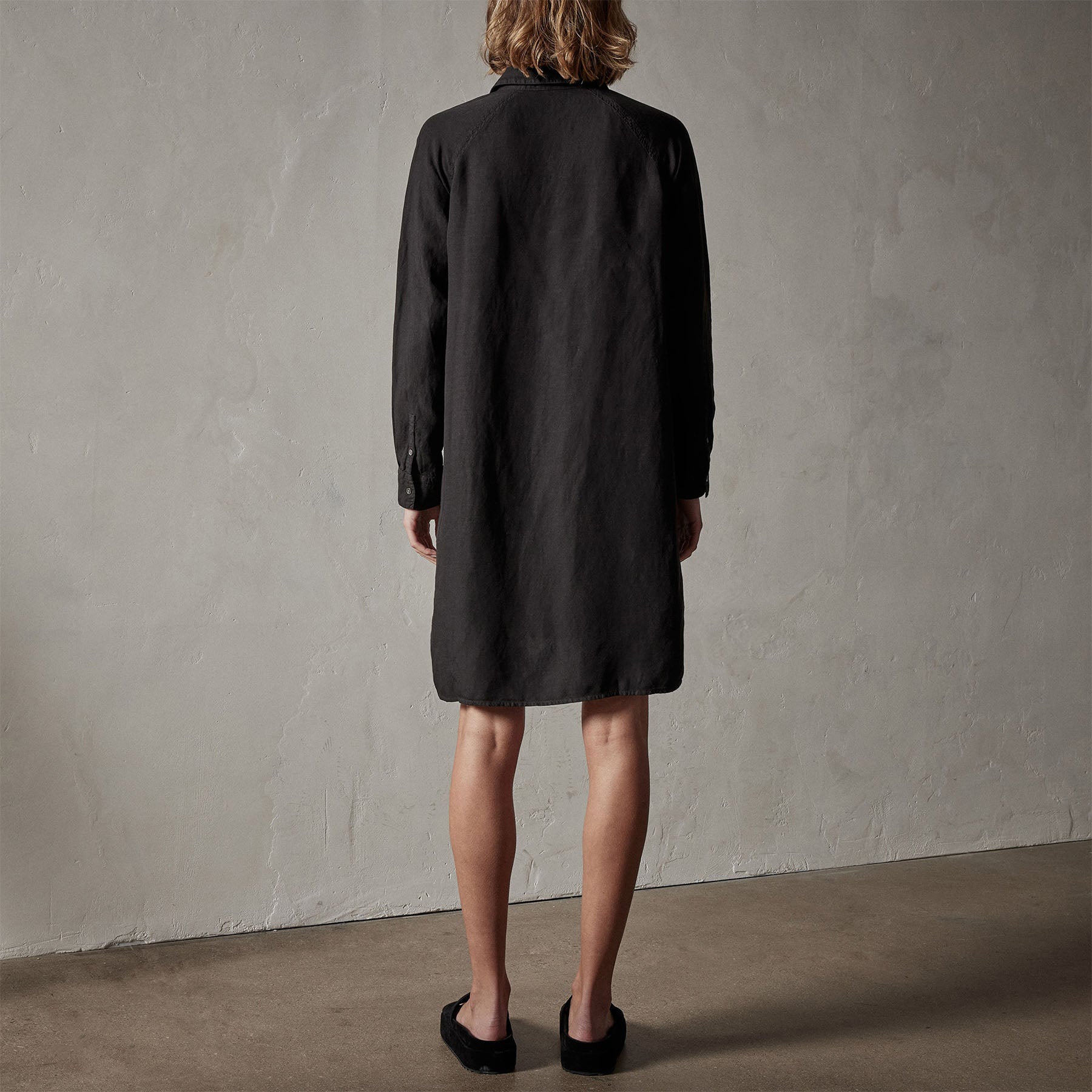 Pacific Linen Shirt Dress - Black | James Perse Los Angeles