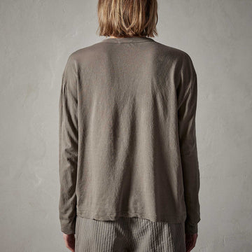 Crepe Jersey Oversized Long Sleeve Crew - River Rock | James Perse
