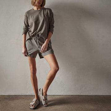 Crepe Jersey Oversized Long Sleeve Crew - River Rock | James Perse