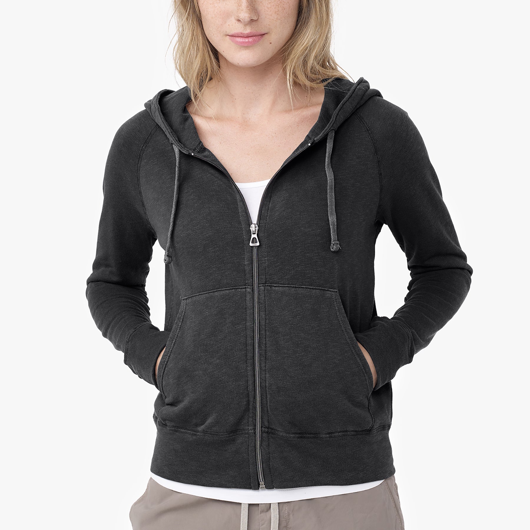 Vintage French Terry Zip Up Hoodie - Carbon Pigment | James Perse Los ...