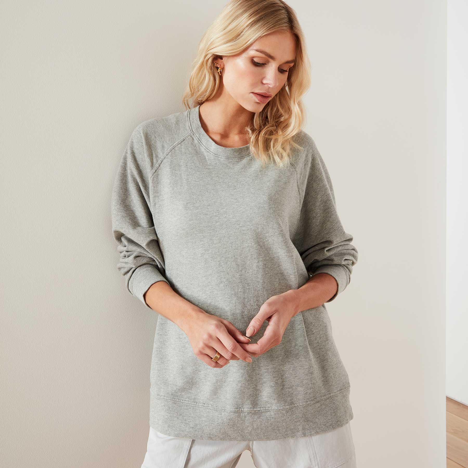 Vintage French Terry Relaxed Sweatshirt - Heather Grey