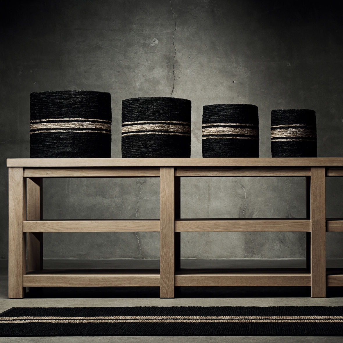 Oval Jute Baskets in Charcoal